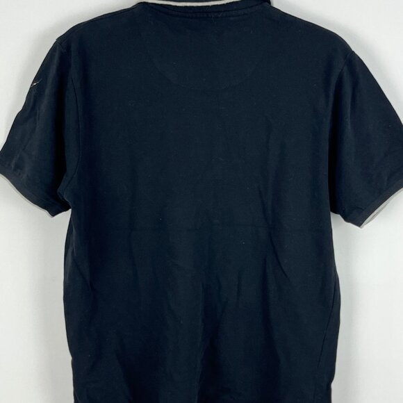 Van Heusen Polo T Shirt Size L Black Short Sleeve Button Up Collared Cotton - Picture 6 of 9
